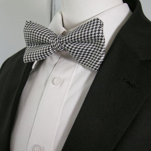 New Houndstooth Adjustable Bow Tie Men Boy - Picture 1 of 2
